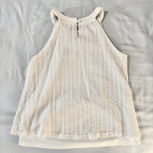 Beautiful Pearl Collar White Lace Monteau Girl Tank - Picture 3 of 3